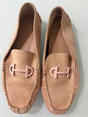 Cole Haan Pink Suede Loafers with Signature Hardware